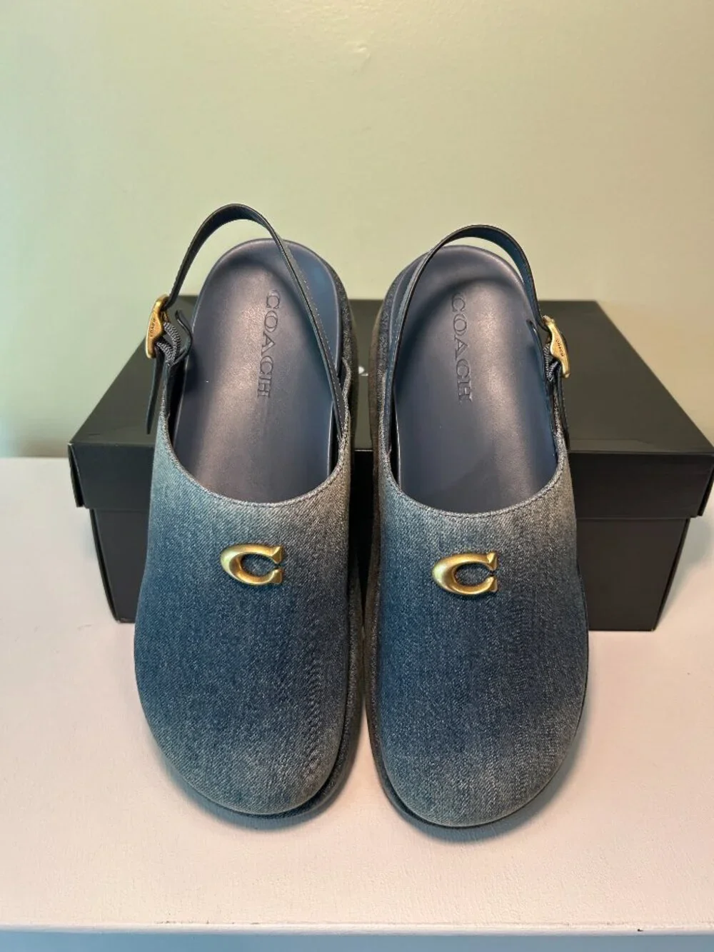 Coach Women's Sculpted C Platform Clog In Loved Denim